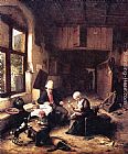 Adriaen van Ostade Inside a Peasant's Cottage painting